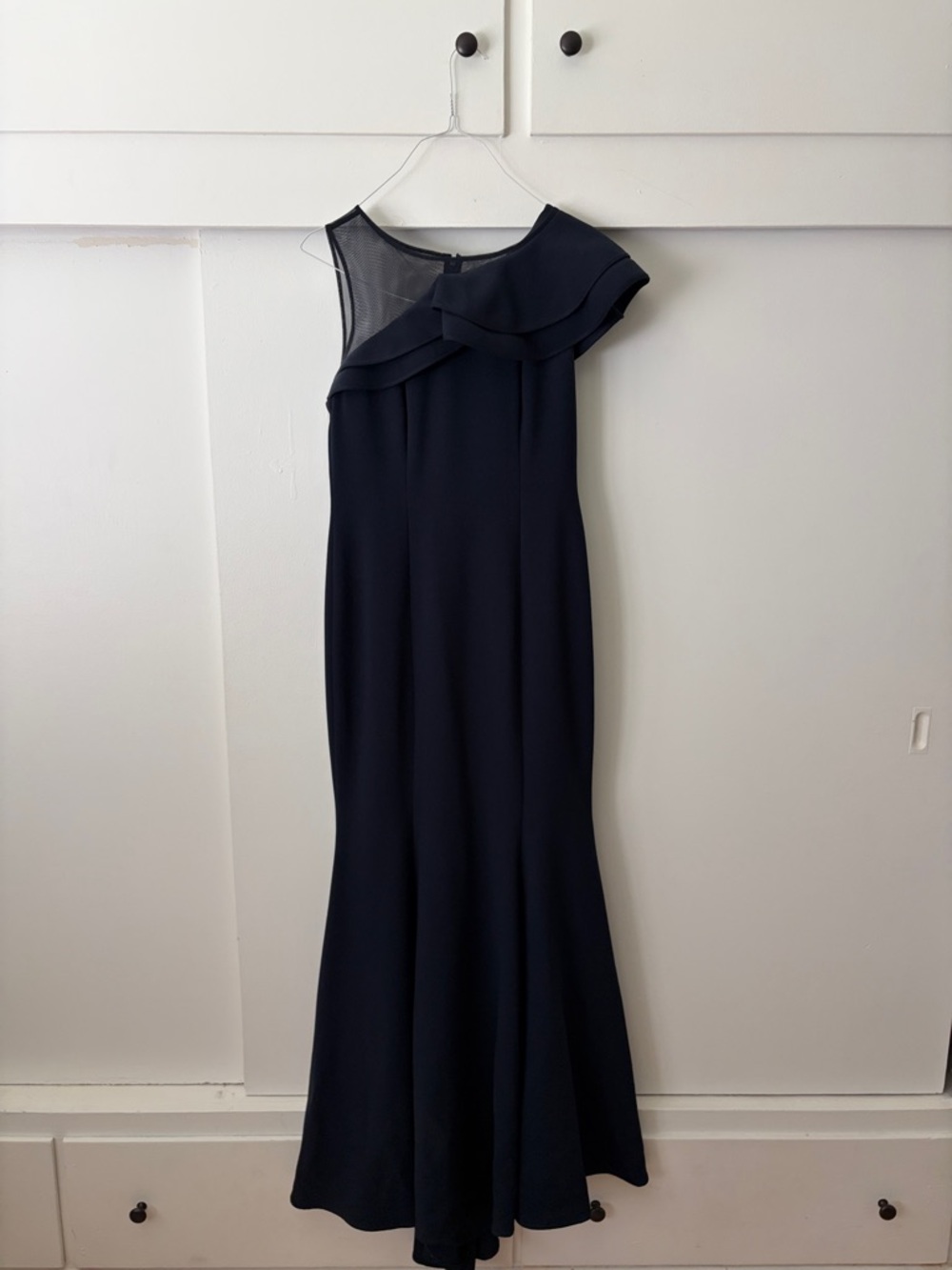 Eliza J Navy One-Shoulder Evening Gown (worn once)